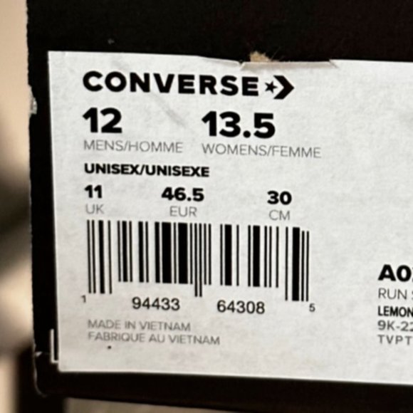 Converse Run Star Hike Hi Sneakers Yellow US Men's size 12 Women's 13.5 EUR 46.5 - Picture 7 of 7